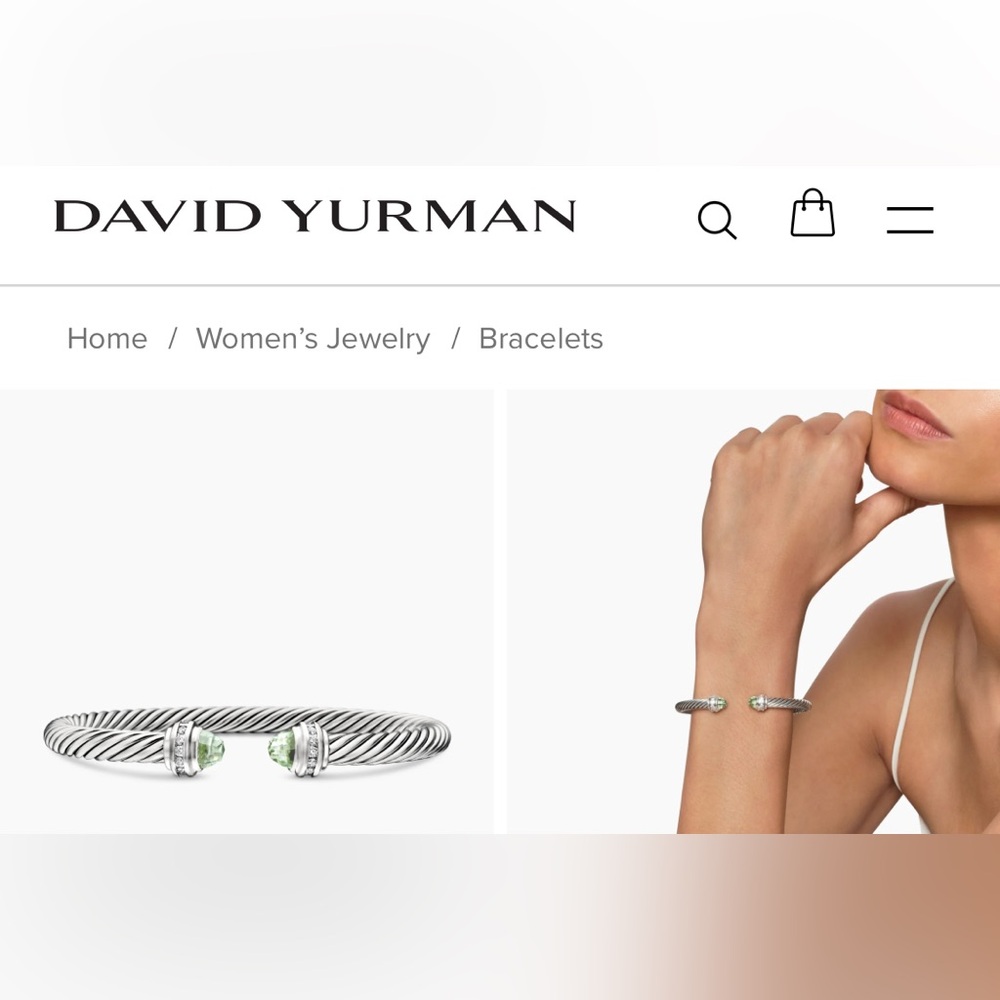 David Yurman Prasiolite and Diamond Cable Bracelet